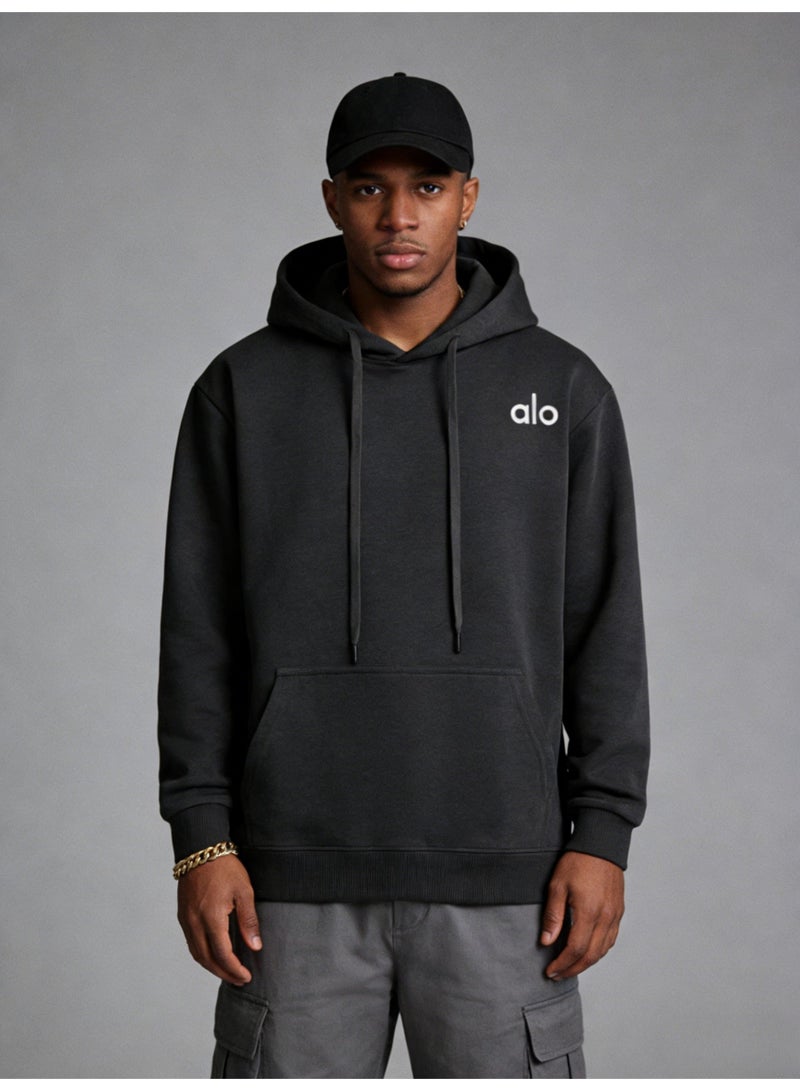 Alo Yoga Alo Super Dalian hoodie sweater-minimalist logo pullover with kangaroo pocket, unisex sports leisure and daily leisure, retro color fashion top. - Image 5